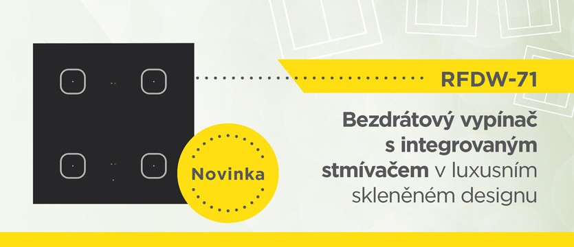 Bezdrátový vypínač s integrovaným stmívačem v luxusním skleněném designu photo